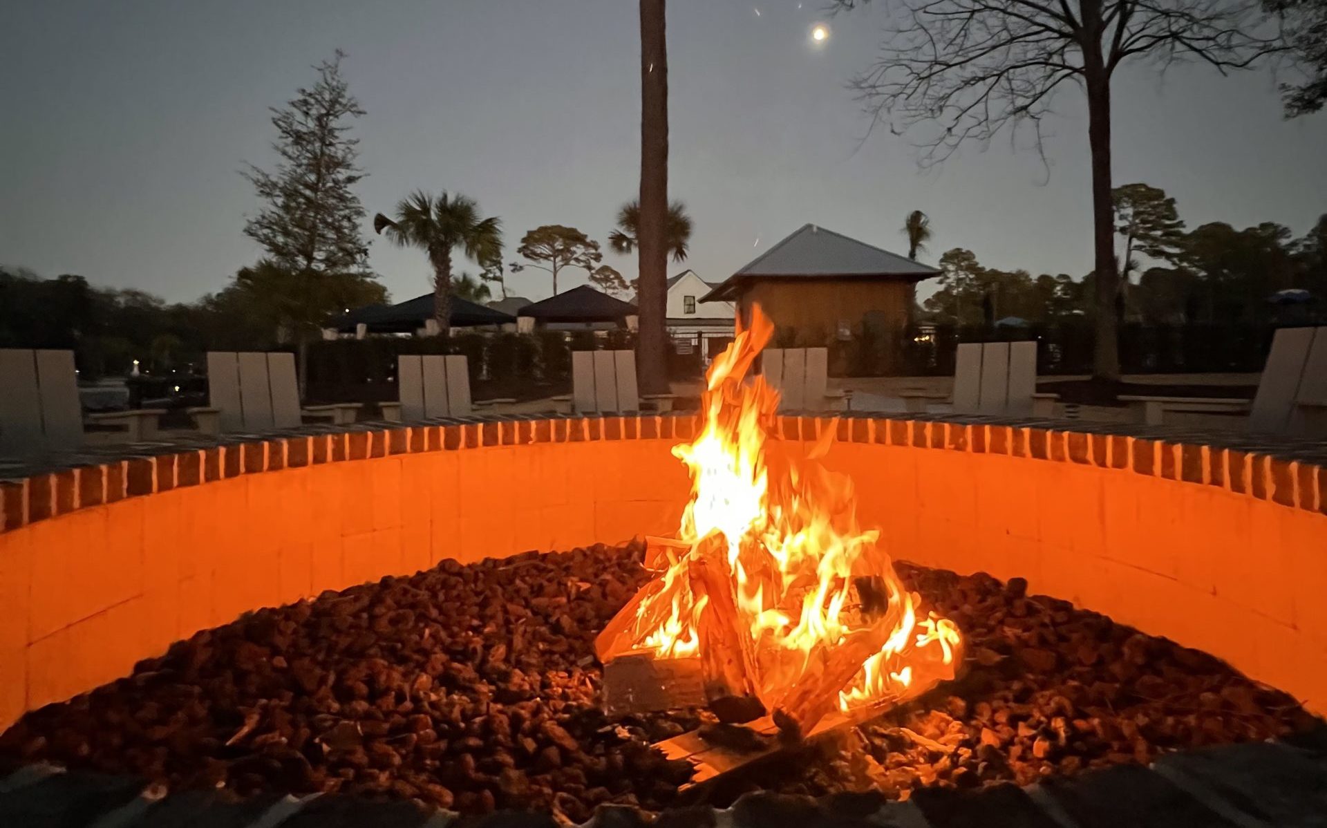 Blog 16 Hilton Head National - a fire pit with a fire in it